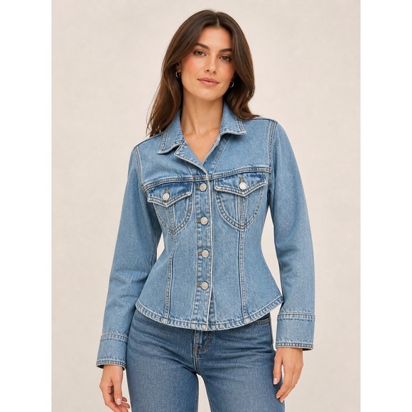 Moda International Jackets & Blazers - Moda International 90s Vintage Cotton Blue Denim Shirt Jacket Small Tailored